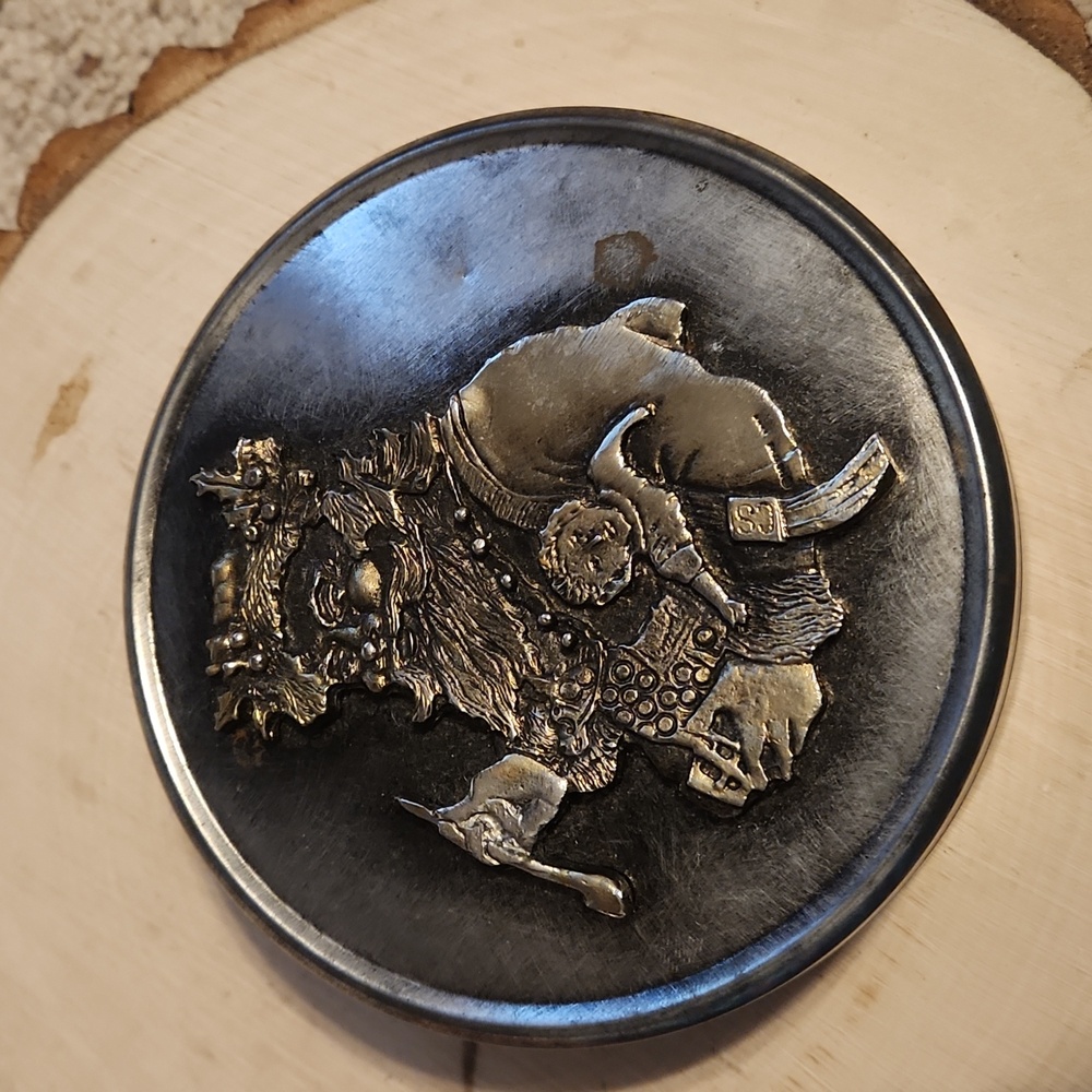 Vintage Metzke Pewter Santa Design Trinket Box